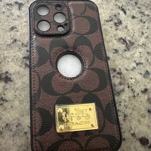 Coach Signature Brown and Gold iPhone 15/16 ProMax Case